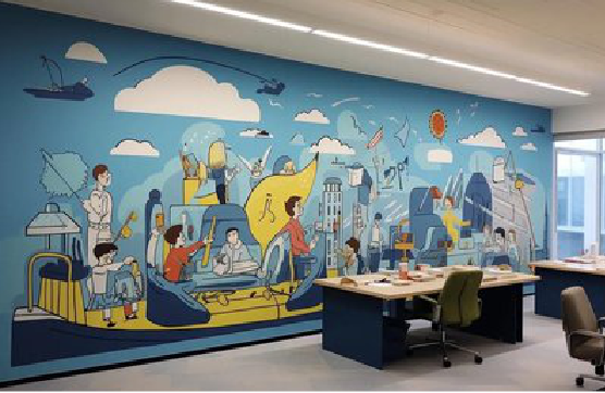 临武办公室墙绘的特点。