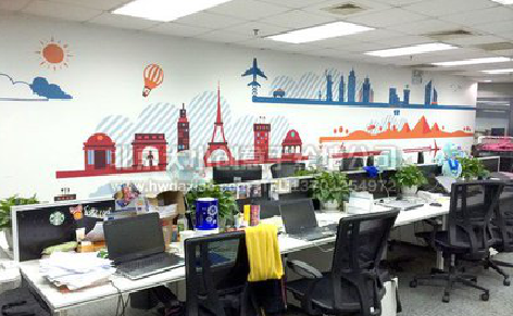 临武教你设计办公室墙绘的方法。